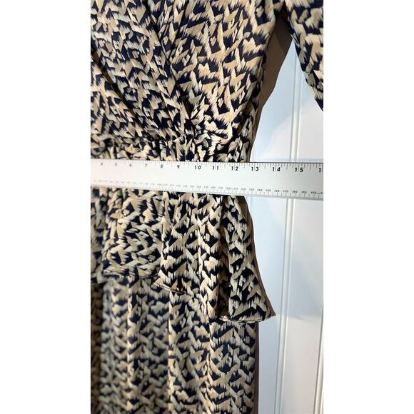 VTG Alexis Wrap Dress Size 4 80s Peplum Abstract Artsy Print Midi Retro Chic - Picture 6 of 8